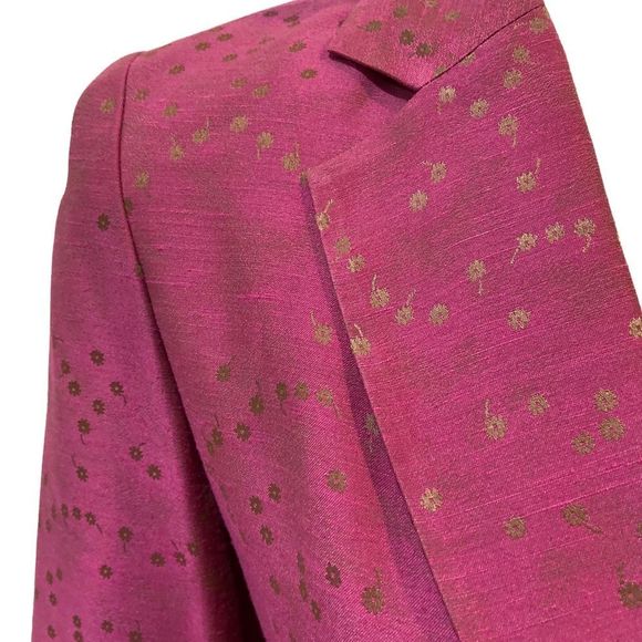 Vintage 1990’s Zion barbie pink print fitted lined blazer floral metal button 2 - Picture 5 of 14